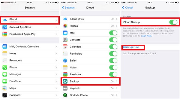 how to back up iphone on laptop via icloud