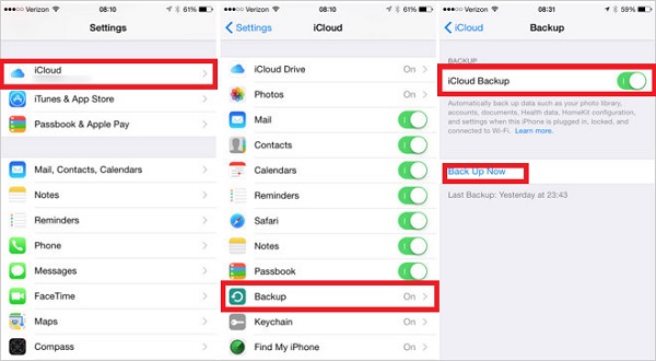 backup iphone data to icloud 