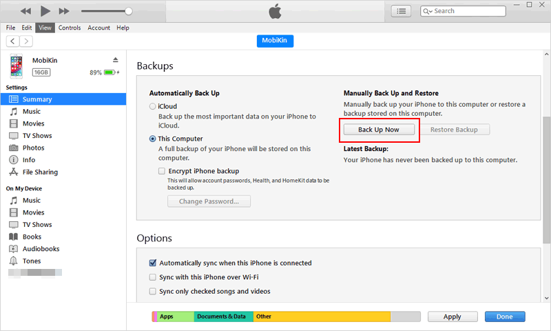 how to link iphone to hp laptop with itunes