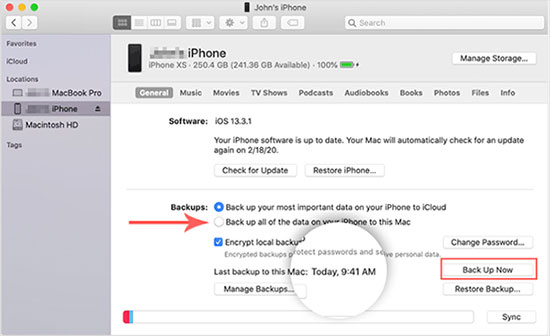 how to back up text messages on iphone without icloud via finder