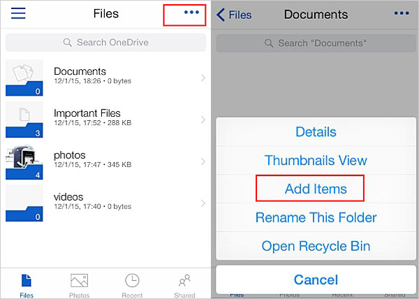 backup iphone data to onedrive