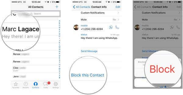 how to block contacts on contact list