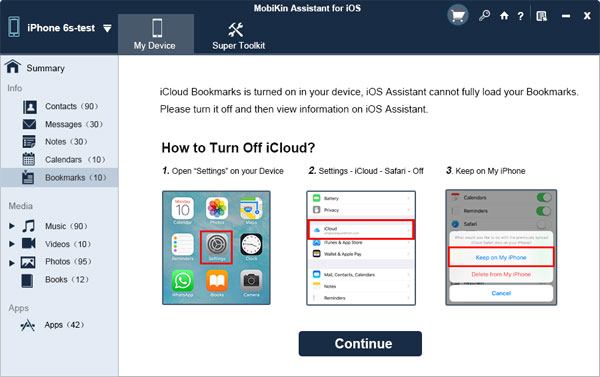 turn off bookmarks in icloud