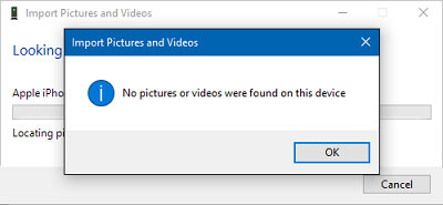 can't import photos from iphone to pc