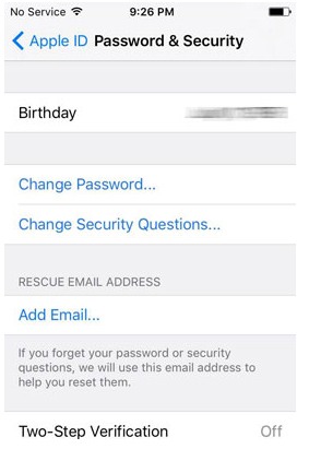 how to reset icloud password from iphone settings