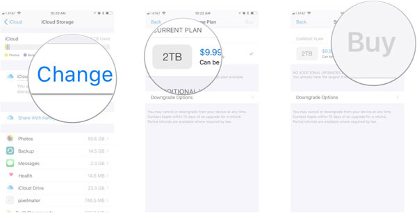 buy more icloud storage space