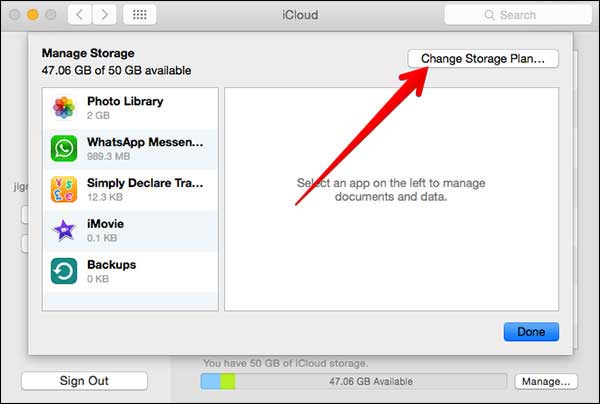 change storage plan