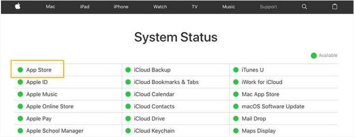 check apple system status to fix iphone unable to activate