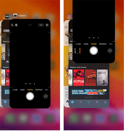 restart the iphone camera app
