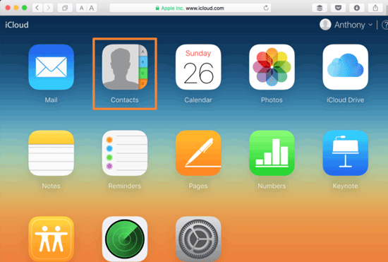 go to iclod webpage and choose the contacts option