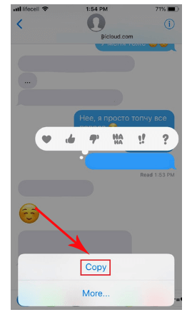 how to copy and paste iphone text messages