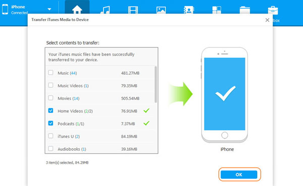 share itunes files with iphone