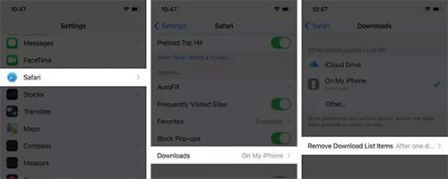 clear downloads from safari