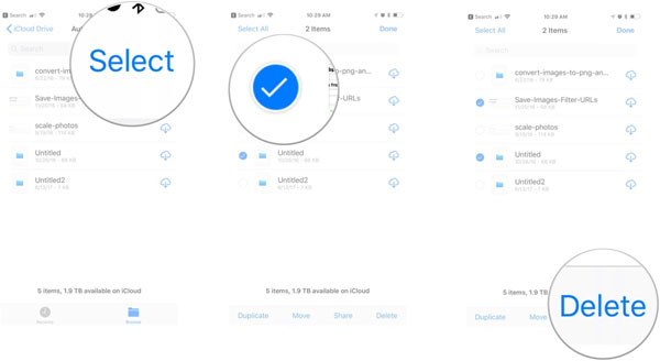 delete files form icloud drive