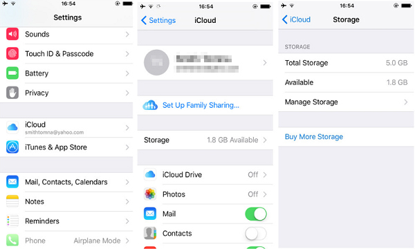 check icloud backup storage