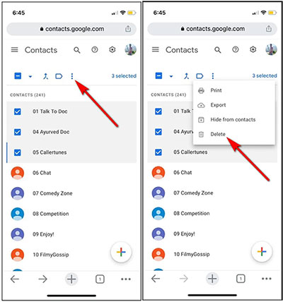 how to bulk delete contacts on iphone 7
