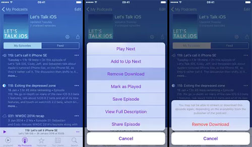 delete podcasts on iphone