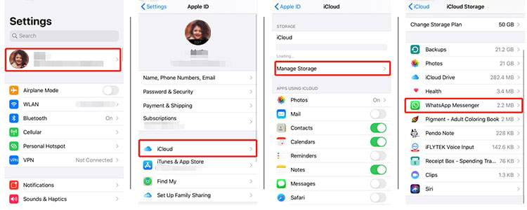 delete whatsapp backup on icloud