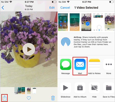 how to send videos from iphone to macbook via email