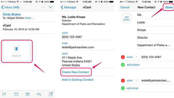 how to export outlook contacts to iphone over email