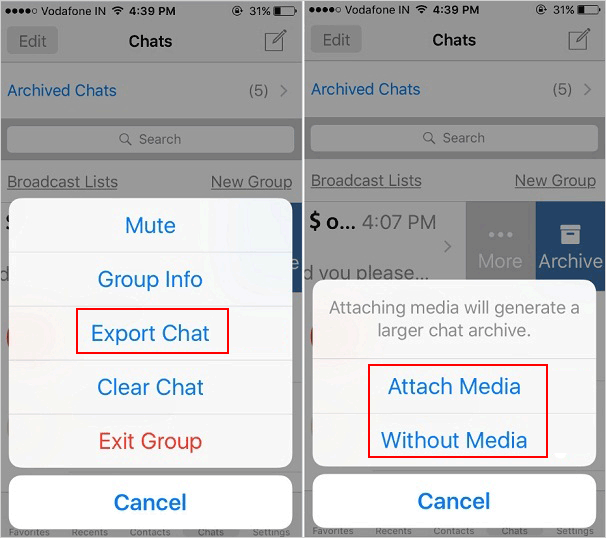 how to get chat backup in whatsapp in iphone over email