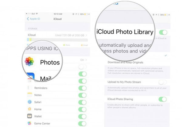 turn on icloud photo library