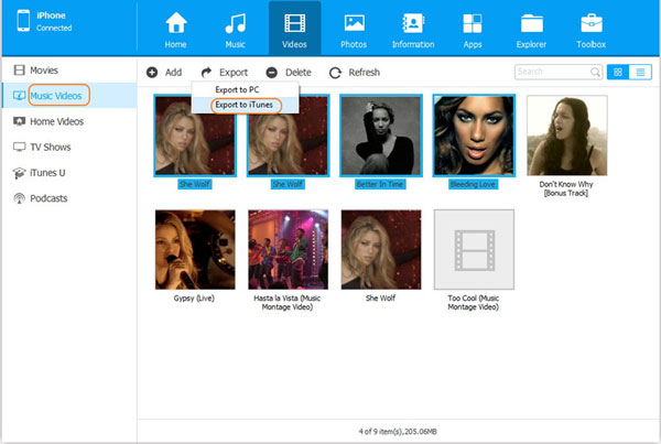 export iphone videos to itunes