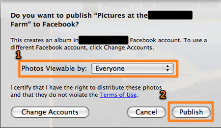 publish photos on facebook