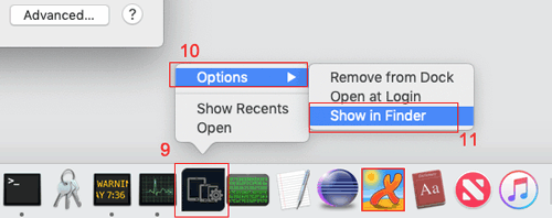 show the program in finder