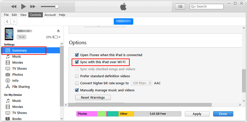 how to sync ipod to itunes via wifi