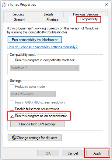 Run iTunes as an Administrator