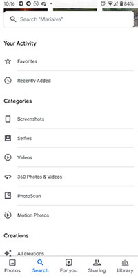 search options of google photos