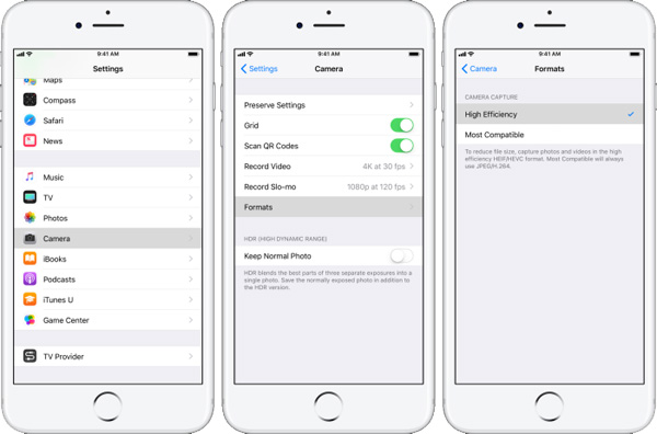 change heic settings in ios 11