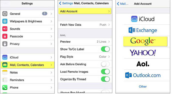 share notes between iphone and android through gmail