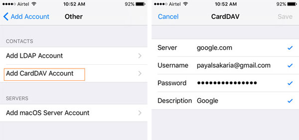 sync gmail contacts to iphone