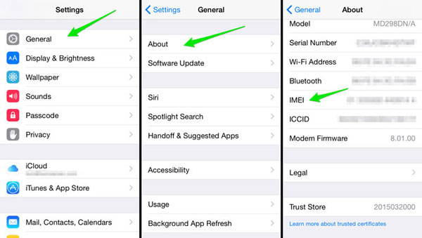 get imei in iphone settings