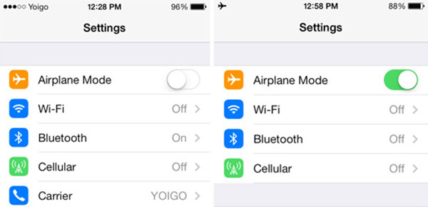 disable airplane mode