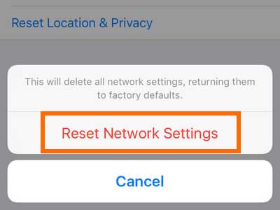 reset network settings to fix shared albums not working