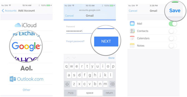 how to add gmail account to iphone