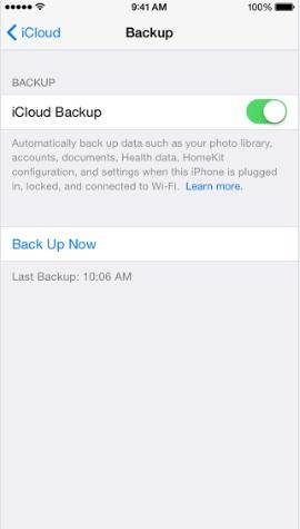 enable icloud backup