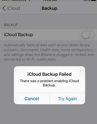 icloud backup failed