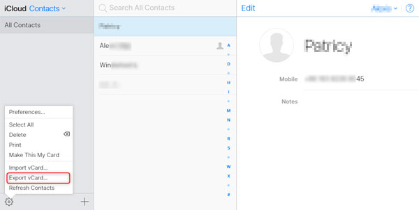 how to print iphone contacts with icloud