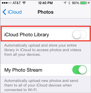 enable icloud photo library