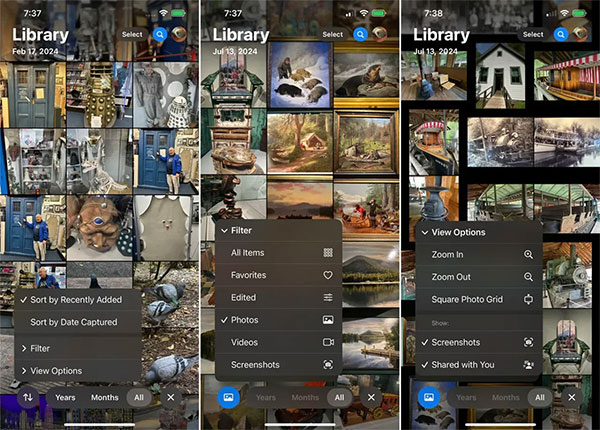 ios 18 photos filters and sorting