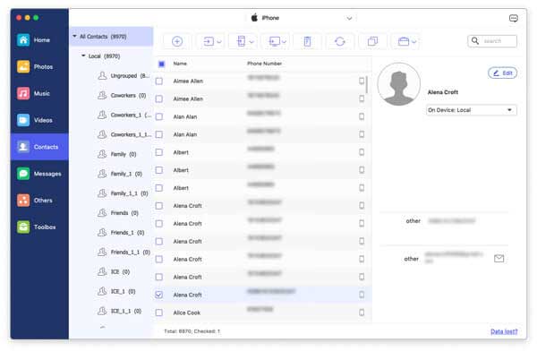 scan out iphone contacts