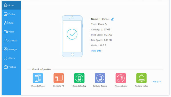 iphone contacts transfer main interface