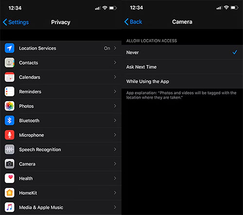 check location services settings