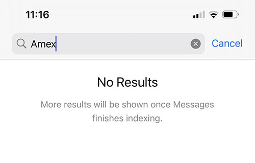 iphone messages keep indexing
