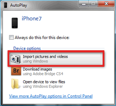 send files from iphone to pc with autoplay