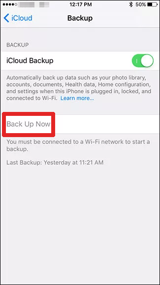 backup iphone using icloud